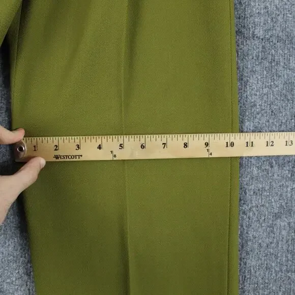 The Fold Pants 6 Talia Pleated Wool Straight Leg Trouser Olive Green Work Office